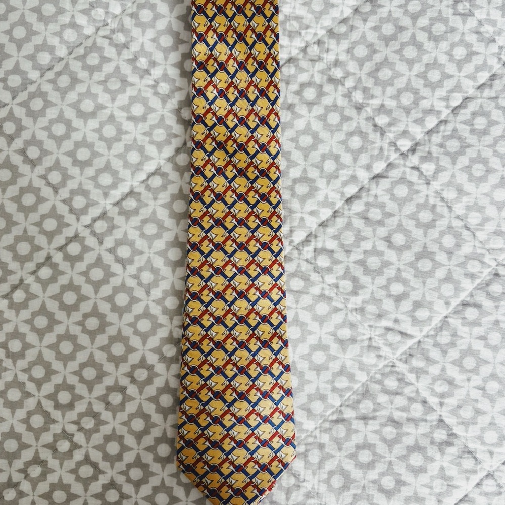 Patterned Yellow Hermés Tie